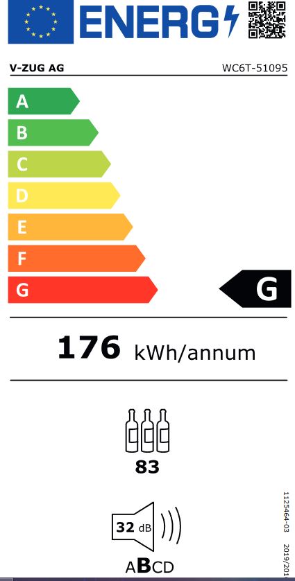 Etiquette energie de la cave à vin V6000 178cm