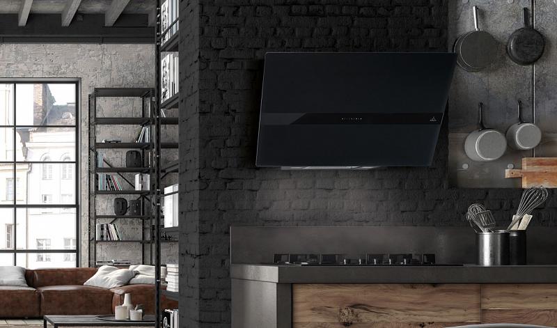 Hotte inclinée Roblin Velours avec bandeau verre noir; Roblin Velours 800 N