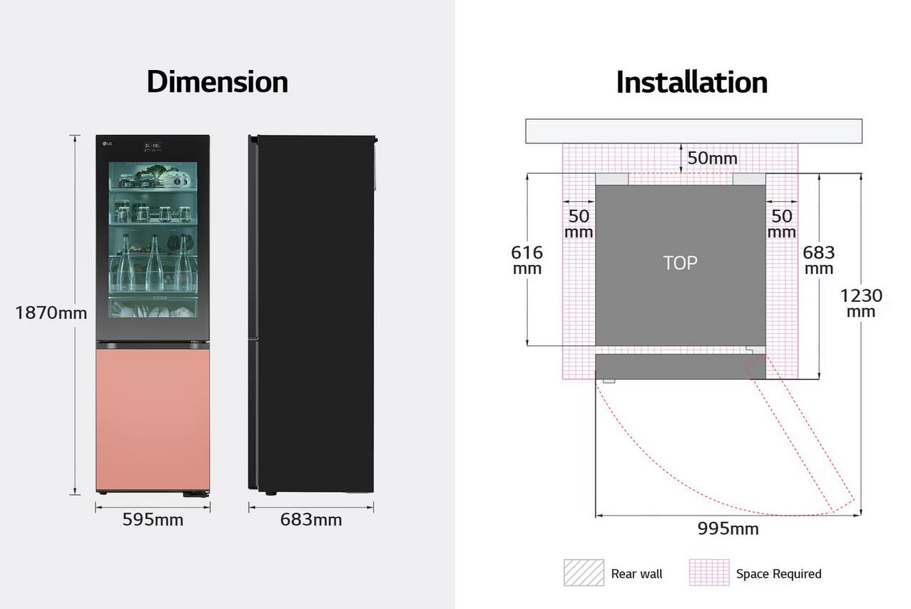 Dimensions refrigerateur LG GBG719MDNN